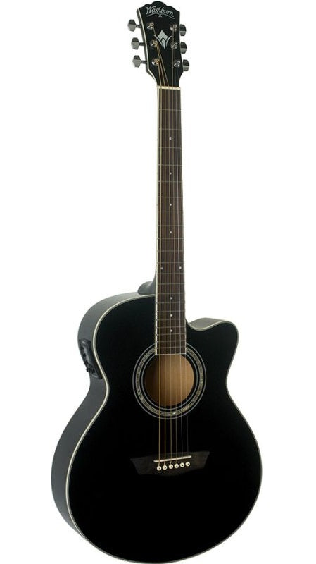 Washburn EA12B-A – Guitare électro-acoustique Mini Jumbo noire