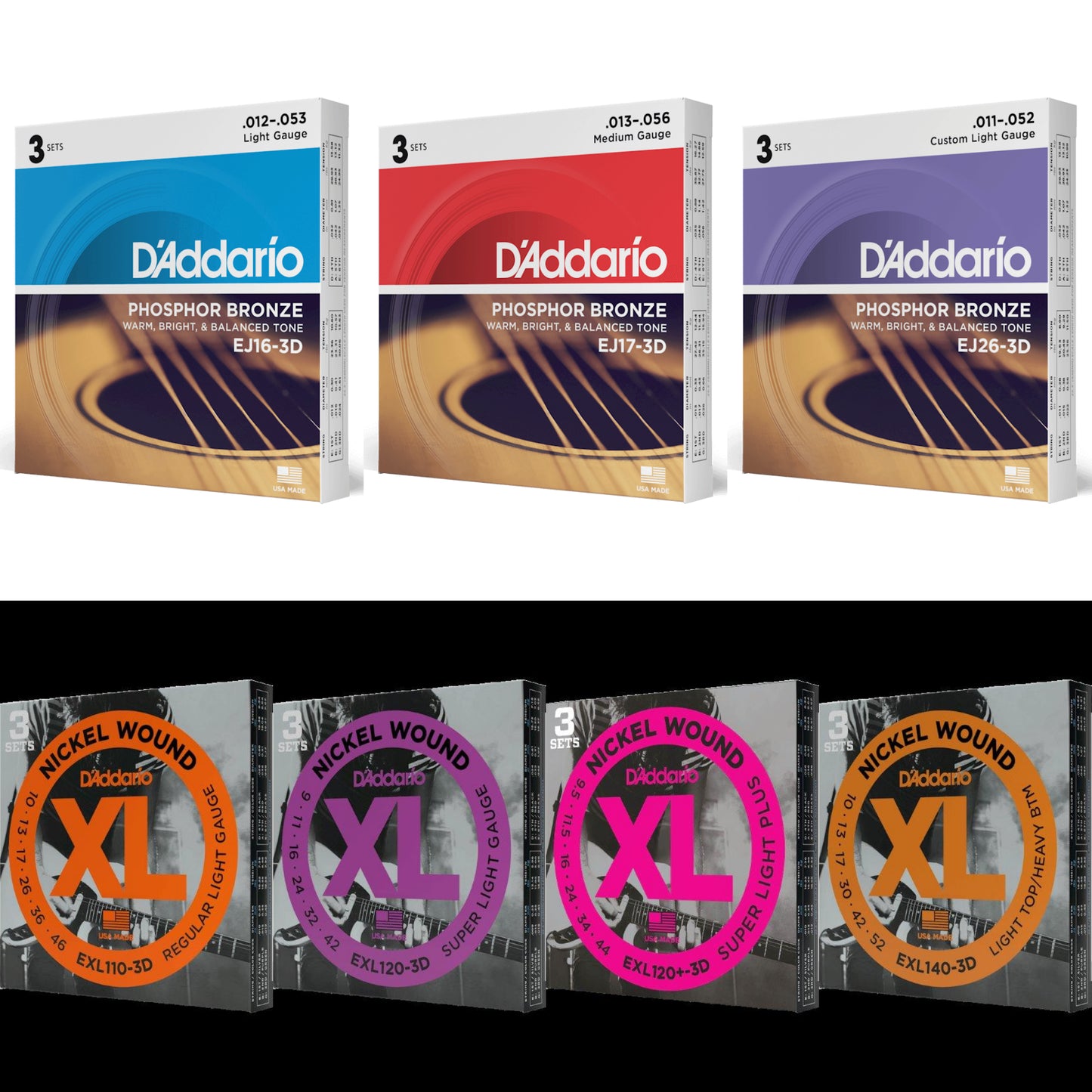 CORDE 3-PACK D'ADDARIO